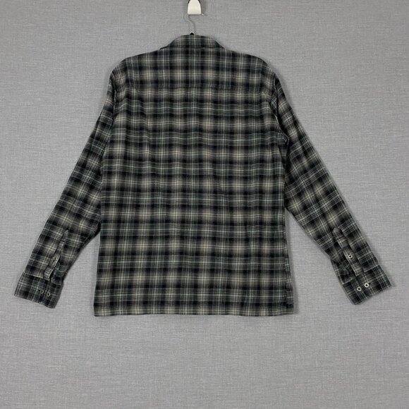 Kuhl Flannel Plaid Shirt Sz Large Black Brown Cotton Tencel Blend - Picture 3 of 10